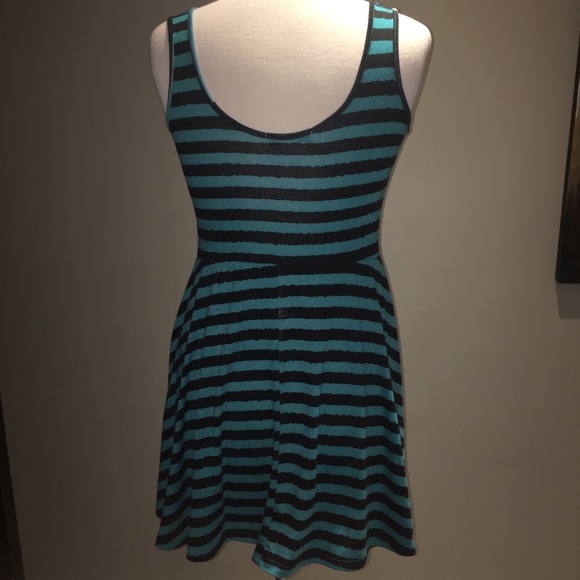 Ladies dress blue and black striped size M - Picture 2 of 3